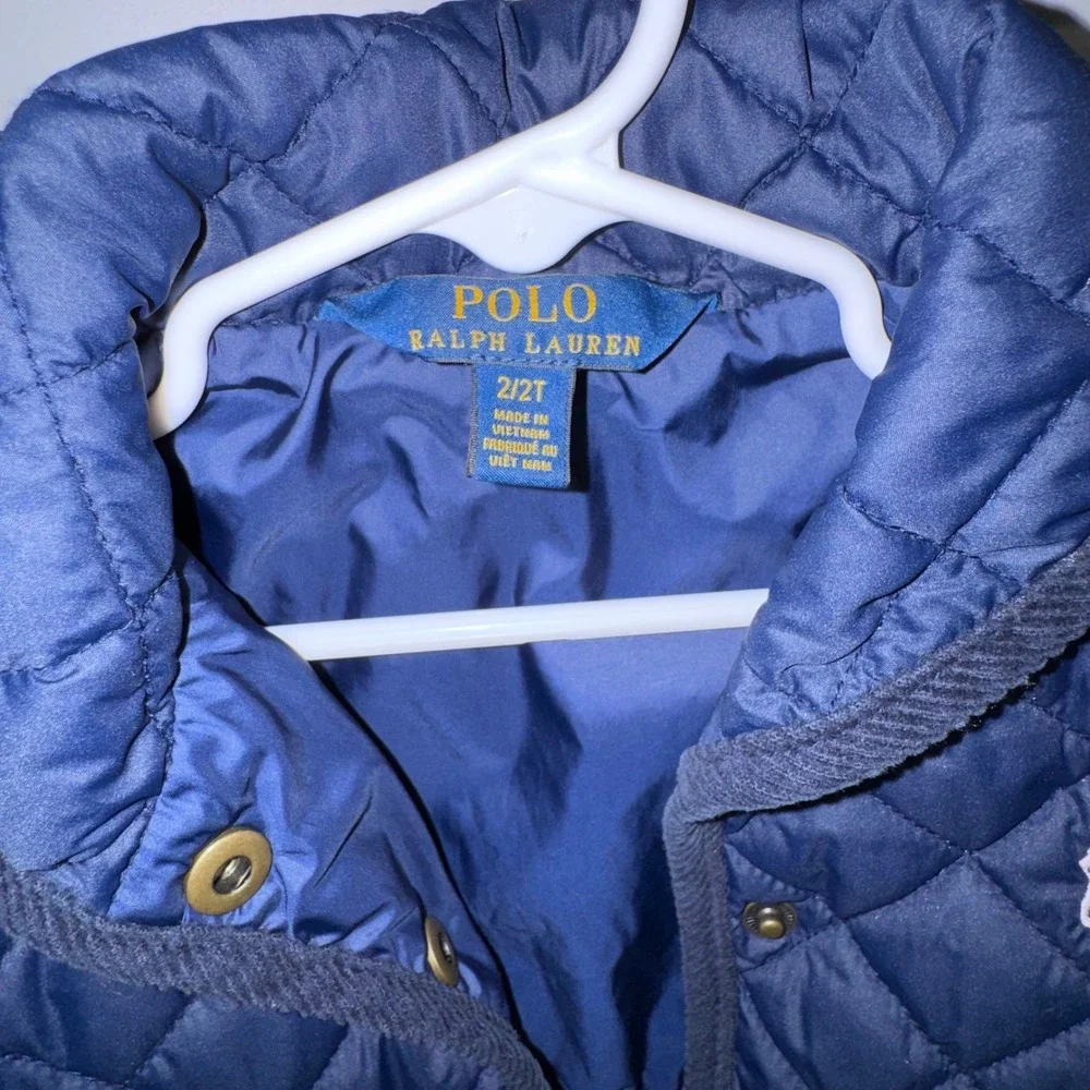 Polo by Ralph Lauren Navy Quilted Kids Jacket with White Logo